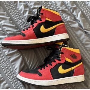 Nike Air Jordan 1 High Zoom Size 10.5 Red Black Yellow Shoes Sneakers CT0978-006